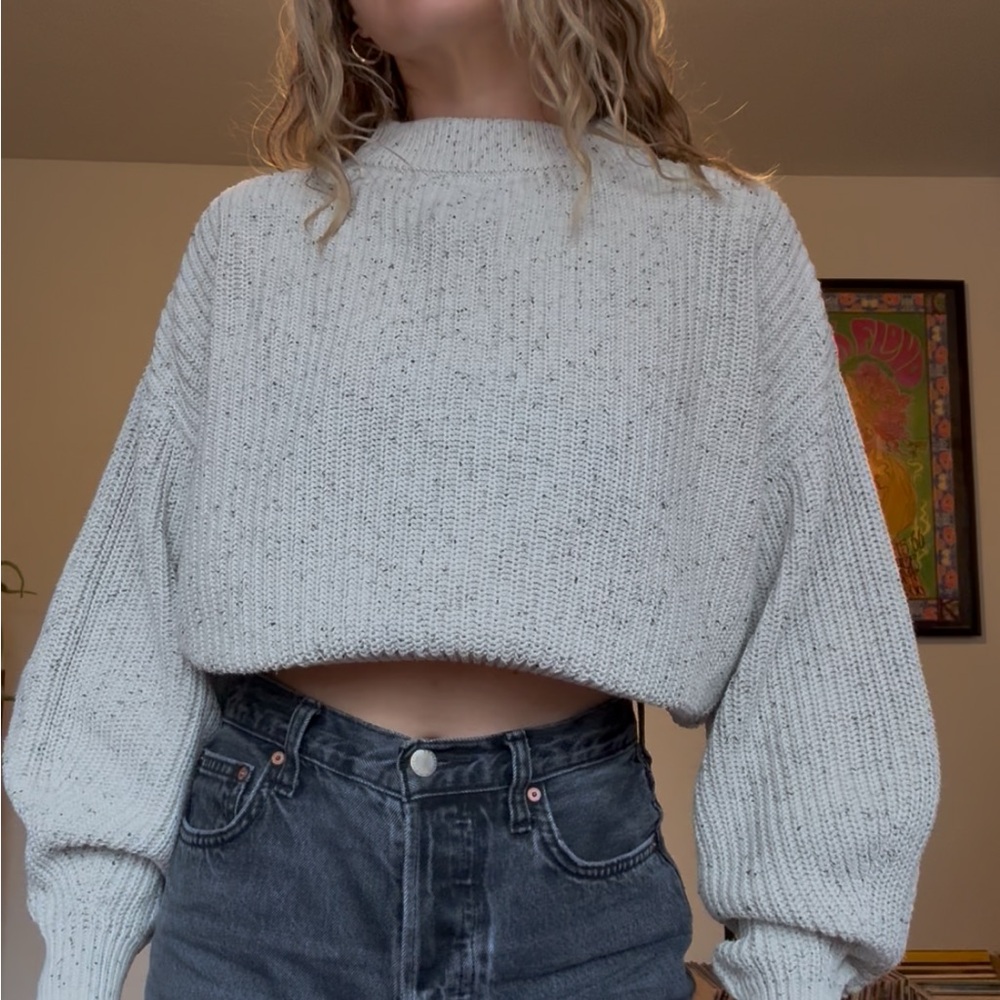 H&M Light Gray Cropped Sweater